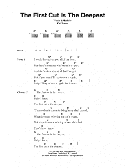 page one of The First Cut Is The Deepest (Guitar Chords/Lyrics)