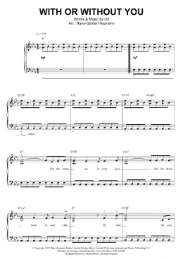 page one of With Or Without You (Piano & Vocal)