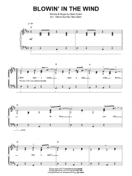 page one of Blowin' In The Wind (Easy Piano)