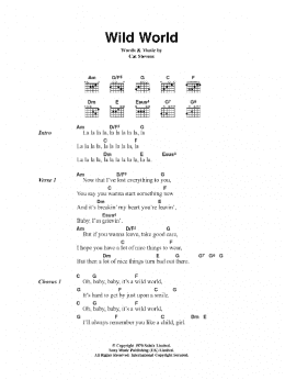 page one of Wild World (Guitar Chords/Lyrics)