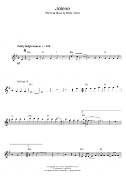 page one of Jolene (Alto Sax Solo)