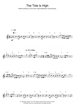 page one of The Tide Is High (Flute Solo)