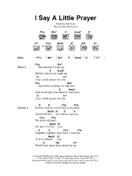 page one of I Say A Little Prayer (Guitar Chords/Lyrics)