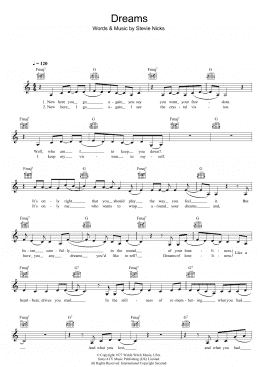 page one of Dreams (Lead Sheet / Fake Book)