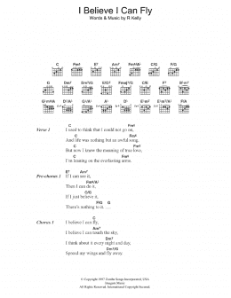 page one of I Believe I Can Fly (Guitar Chords/Lyrics)