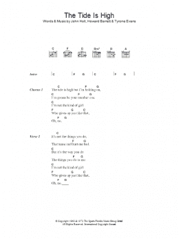 page one of The Tide Is High (Guitar Chords/Lyrics)