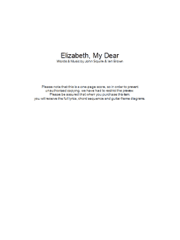 page one of Elizabeth My Dear (Guitar Chords/Lyrics)