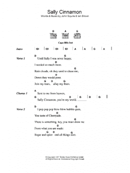 page one of Sally Cinnamon (Guitar Chords/Lyrics)