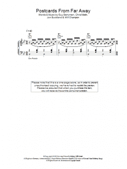 page one of Postcards From Far Away (Piano, Vocal & Guitar Chords)