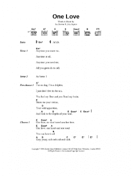 page one of One Love (Guitar Chords/Lyrics)