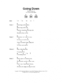 page one of Going Down (Guitar Chords/Lyrics)