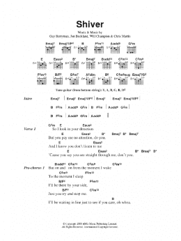 page one of Shiver (Guitar Chords/Lyrics)