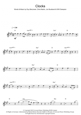 page one of Clocks (Clarinet Solo)