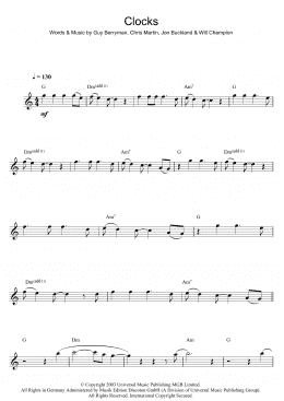 page one of Clocks (Flute Solo)