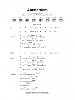 page one of Amsterdam (Guitar Chords/Lyrics)