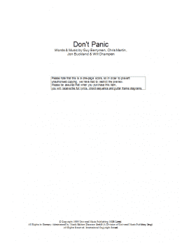 page one of Don't Panic (Guitar Chords/Lyrics)