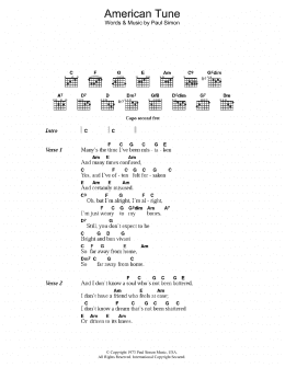 page one of American Tune (Guitar Chords/Lyrics)