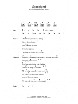 page one of Graceland (Guitar Chords/Lyrics)