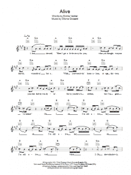 page one of Alive (Lead Sheet / Fake Book)