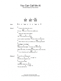 page one of You Can Call Me Al (Guitar Chords/Lyrics)