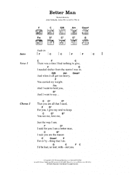 page one of Better Man (Guitar Chords/Lyrics)