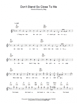 page one of Don't Stand So Close To Me (Lead Sheet / Fake Book)