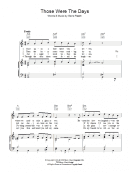 page one of Those Were The Days (Piano, Vocal & Guitar Chords (Right-Hand Melody))