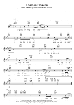 page one of Tears In Heaven (Lead Sheet / Fake Book)