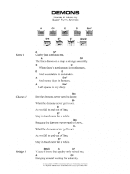 page one of Demons (Guitar Chords/Lyrics)