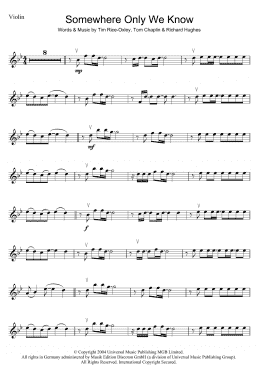 page one of Somewhere Only We Know (Violin Solo)