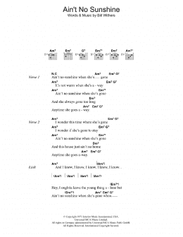 page one of Ain't No Sunshine (Guitar Chords/Lyrics)