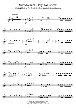 page one of Somewhere Only We Know (Flute Solo)