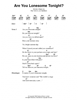 page one of Are You Lonesome Tonight? (Guitar Chords/Lyrics)