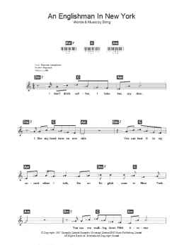 page one of An Englishman In New York (Piano Chords/Lyrics)