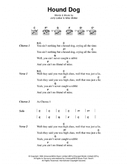 page one of Hound Dog (Guitar Chords/Lyrics)