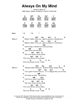 page one of Always On My Mind (Guitar Chords/Lyrics)