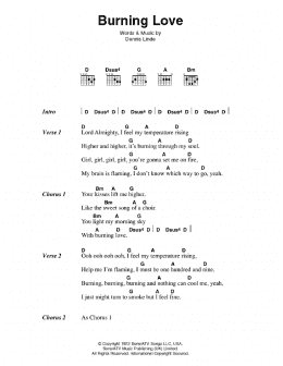 page one of Burning Love (Guitar Chords/Lyrics)