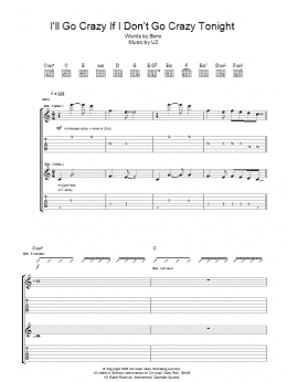 page one of I'll Go Crazy If I Don't Go Crazy Tonight (Guitar Tab)