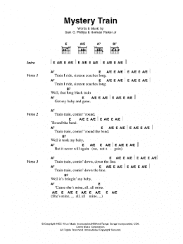 page one of Mystery Train (Guitar Chords/Lyrics)