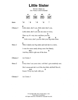 page one of Little Sister (Guitar Chords/Lyrics)