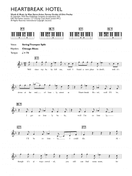 page one of Heartbreak Hotel (Piano Chords/Lyrics)