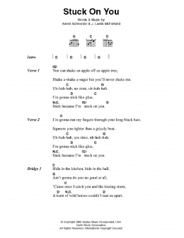 page one of Stuck On You (Guitar Chords/Lyrics)