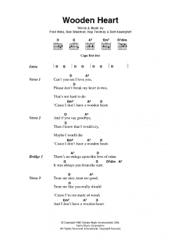 page one of Wooden Heart (Guitar Chords/Lyrics)