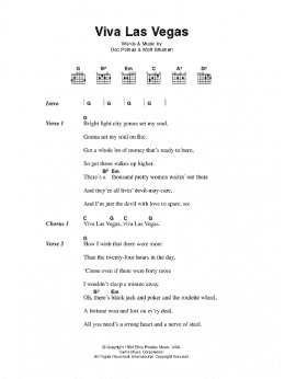 page one of Viva Las Vegas (Guitar Chords/Lyrics)