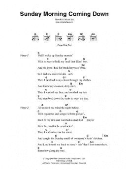 page one of Sunday Morning Coming Down (Guitar Chords/Lyrics)