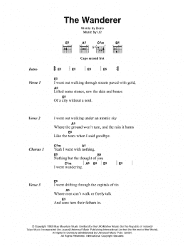 page one of The Wanderer (Guitar Chords/Lyrics)