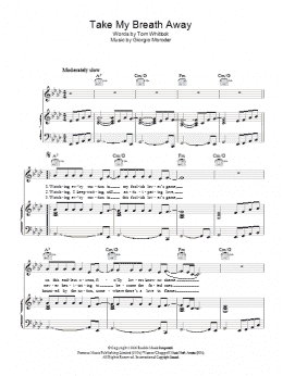 page one of Take My Breath Away (Piano, Vocal & Guitar Chords)