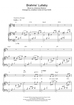 page one of Brahms' Lullaby (Piano & Vocal)