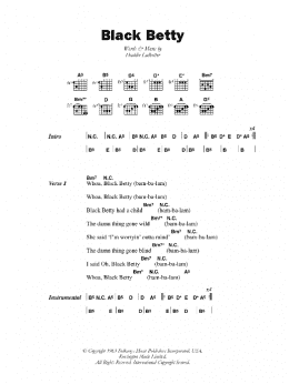 page one of Black Betty (Guitar Chords/Lyrics)