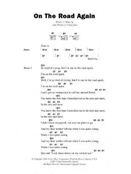 page one of On The Road Again (Guitar Chords/Lyrics)